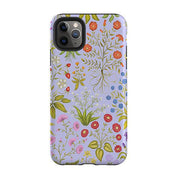 iPhone phone case-Fleurs Blue By Catherine Rowe-Product Details Raised bevel to protect screen from scratches. Impact resistant polycarbonate shell and shock absorbing inner TPU liner. Secure fit with design wrapping around side of the case and full access to ports. Compatible with Qi-standard wireless charging. Thickness 1/8 inch (3mm), weight 30g. Compatibility See drop down menu for options, please select the right case as we print to order.-Stringberry