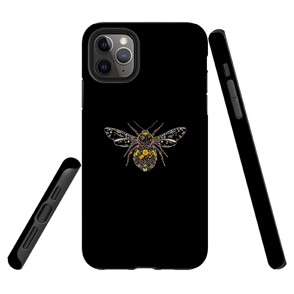 iPhone phone case-Floral Bumble Bee By Helen Ahpornsiri-Product Details Raised bevel to protect screen from scratches. Impact resistant polycarbonate shell and shock absorbing inner TPU liner. Secure fit with design wrapping around side of the case and full access to ports. Compatible with Qi-standard wireless charging. Thickness 1/8 inch (3mm), weight 30g. Compatibility See drop down menu for options, please select the right case as we print to order.-Stringberry