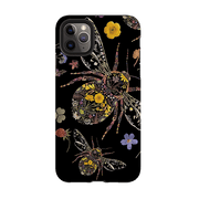 iPhone phone case-Floral Bumble Bees By Helen Ahpornsiri-Product Details Raised bevel to protect screen from scratches. Impact resistant polycarbonate shell and shock absorbing inner TPU liner. Secure fit with design wrapping around side of the case and full access to ports. Compatible with Qi-standard wireless charging. Thickness 1/8 inch (3mm), weight 30g. Compatibility See drop down menu for options, please select the right case as we print to order.-Stringberry