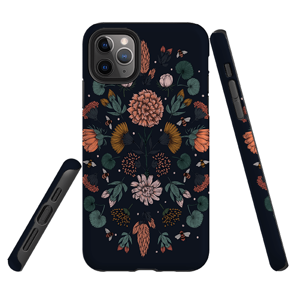 iPhone phone case-Floral By Jade Mosinski-Product Details Raised bevel to protect screen from scratches. Impact resistant polycarbonate shell and shock absorbing inner TPU liner. Secure fit with design wrapping around side of the case and full access to ports. Compatible with Qi-standard wireless charging. Thickness 1/8 inch (3mm), weight 30g. Compatibility See drop down menu for options, please select the right case as we print to order.-Stringberry