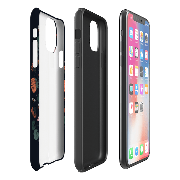 iPhone phone case-Floral By Jade Mosinski-Product Details Raised bevel to protect screen from scratches. Impact resistant polycarbonate shell and shock absorbing inner TPU liner. Secure fit with design wrapping around side of the case and full access to ports. Compatible with Qi-standard wireless charging. Thickness 1/8 inch (3mm), weight 30g. Compatibility See drop down menu for options, please select the right case as we print to order.-Stringberry