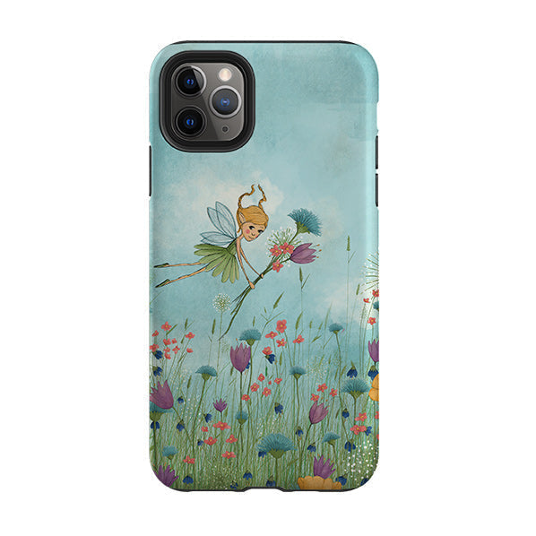 iPhone phone case-Flower Fairy By Maja Lindberg-Product Details Raised bevel to protect screen from scratches. Impact resistant polycarbonate shell and shock absorbing inner TPU liner. Secure fit with design wrapping around side of the case and full access to ports. Compatible with Qi-standard wireless charging. Thickness 1/8 inch (3mm), weight 30g. Compatibility See drop down menu for options, please select the right case as we print to order.-Stringberry