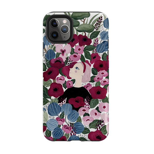 iPhone phone case-Flower Garden By Bex Parkin-Product Details Raised bevel to protect screen from scratches. Impact resistant polycarbonate shell and shock absorbing inner TPU liner. Secure fit with design wrapping around side of the case and full access to ports. Compatible with Qi-standard wireless charging. Thickness 1/8 inch (3mm), weight 30g. Compatibility See drop down menu for options, please select the right case as we print to order.-Stringberry