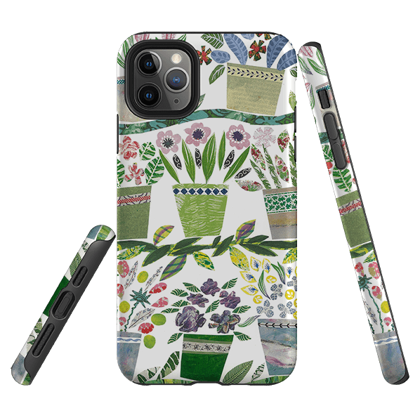 iPhone phone case-Flowerpots By Jane Robbins-Product Details Raised bevel to protect screen from scratches. Impact resistant polycarbonate shell and shock absorbing inner TPU liner. Secure fit with design wrapping around side of the case and full access to ports. Compatible with Qi-standard wireless charging. Thickness 1/8 inch (3mm), weight 30g. Compatibility See drop down menu for options, please select the right case as we print to order.-Stringberry