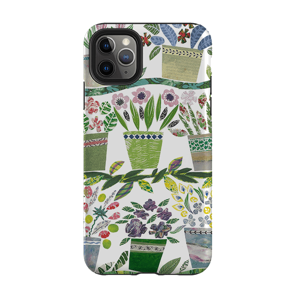iPhone phone case-Flowerpots By Jane Robbins-Product Details Raised bevel to protect screen from scratches. Impact resistant polycarbonate shell and shock absorbing inner TPU liner. Secure fit with design wrapping around side of the case and full access to ports. Compatible with Qi-standard wireless charging. Thickness 1/8 inch (3mm), weight 30g. Compatibility See drop down menu for options, please select the right case as we print to order.-Stringberry