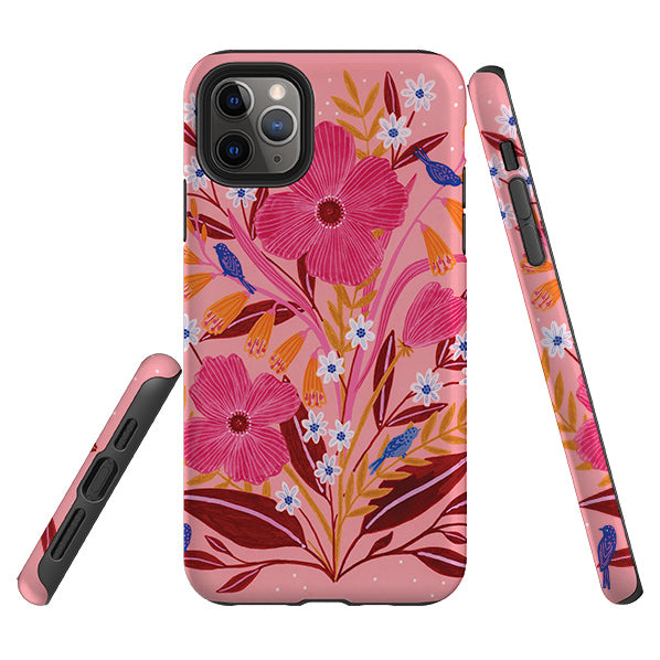 iPhone phone case-Flowers By Lee Foster Wilson-Product Details Raised bevel to protect screen from scratches. Impact resistant polycarbonate shell and shock absorbing inner TPU liner. Secure fit with design wrapping around side of the case and full access to ports. Compatible with Qi-standard wireless charging. Thickness 1/8 inch (3mm), weight 30g. Compatibility See drop down menu for options, please select the right case as we print to order.-Stringberry