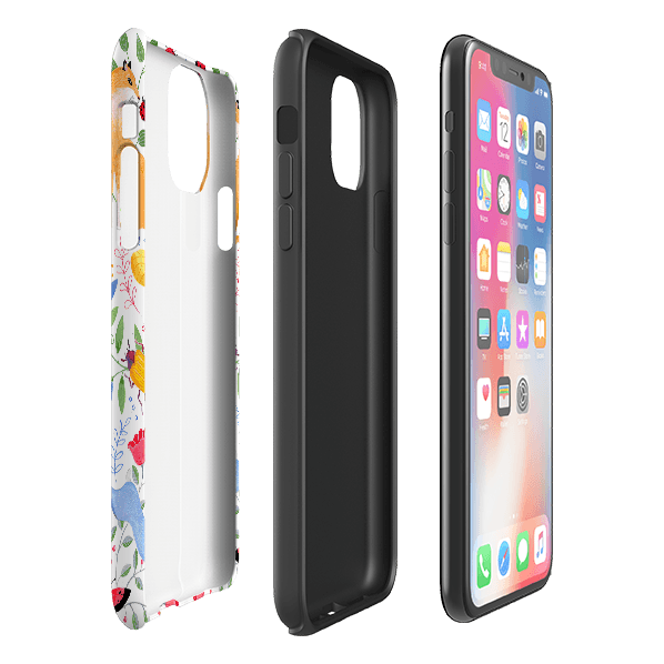 iPhone phone case-Folk Garden By Bex Parkin-Product Details Raised bevel to protect screen from scratches. Impact resistant polycarbonate shell and shock absorbing inner TPU liner. Secure fit with design wrapping around side of the case and full access to ports. Compatible with Qi-standard wireless charging. Thickness 1/8 inch (3mm), weight 30g. Compatibility See drop down menu for options, please select the right case as we print to order.-Stringberry