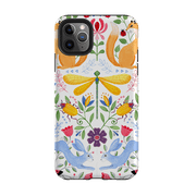 iPhone phone case-Folk Garden By Bex Parkin-Product Details Raised bevel to protect screen from scratches. Impact resistant polycarbonate shell and shock absorbing inner TPU liner. Secure fit with design wrapping around side of the case and full access to ports. Compatible with Qi-standard wireless charging. Thickness 1/8 inch (3mm), weight 30g. Compatibility See drop down menu for options, please select the right case as we print to order.-Stringberry