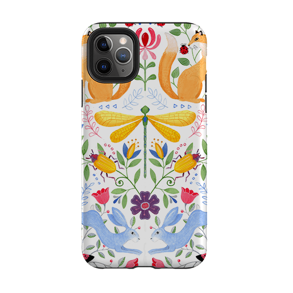iPhone phone case-Folk Garden By Bex Parkin-Product Details Raised bevel to protect screen from scratches. Impact resistant polycarbonate shell and shock absorbing inner TPU liner. Secure fit with design wrapping around side of the case and full access to ports. Compatible with Qi-standard wireless charging. Thickness 1/8 inch (3mm), weight 30g. Compatibility See drop down menu for options, please select the right case as we print to order.-Stringberry