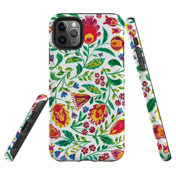 iPhone phone case-Folk Pattern By Tracey English-Product Details Raised bevel to protect screen from scratches. Impact resistant polycarbonate shell and shock absorbing inner TPU liner. Secure fit with design wrapping around side of the case and full access to ports. Compatible with Qi-standard wireless charging. Thickness 1/8 inch (3mm), weight 30g. Compatibility See drop down menu for options, please select the right case as we print to order.-Stringberry