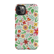 iPhone phone case-Folky Floral By Suzy Taylor-Product Details Raised bevel to protect screen from scratches. Impact resistant polycarbonate shell and shock absorbing inner TPU liner. Secure fit with design wrapping around side of the case and full access to ports. Compatible with Qi-standard wireless charging. Thickness 1/8 inch (3mm), weight 30g. Compatibility See drop down menu for options, please select the right case as we print to order.-Stringberry