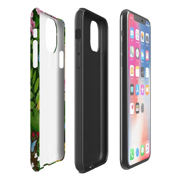 iPhone phone case-Fox And Foxgloves By Bex Parkin-Product Details Raised bevel to protect screen from scratches. Impact resistant polycarbonate shell and shock absorbing inner TPU liner. Secure fit with design wrapping around side of the case and full access to ports. Compatible with Qi-standard wireless charging. Thickness 1/8 inch (3mm), weight 30g. Compatibility See drop down menu for options, please select the right case as we print to order.-Stringberry