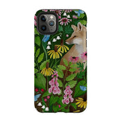 iPhone phone case-Fox And Foxgloves By Bex Parkin-Product Details Raised bevel to protect screen from scratches. Impact resistant polycarbonate shell and shock absorbing inner TPU liner. Secure fit with design wrapping around side of the case and full access to ports. Compatible with Qi-standard wireless charging. Thickness 1/8 inch (3mm), weight 30g. Compatibility See drop down menu for options, please select the right case as we print to order.-Stringberry