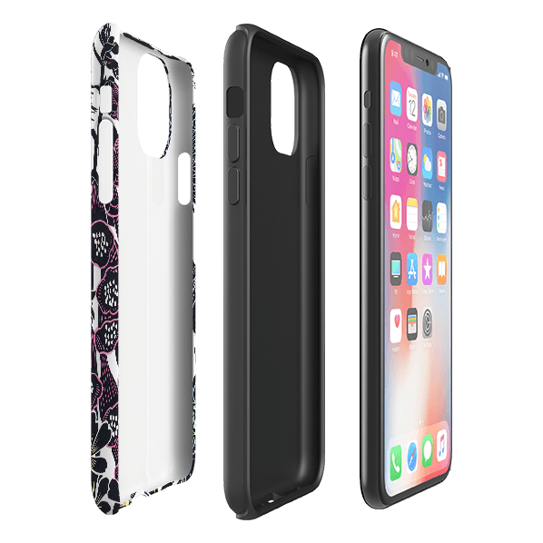 iPhone phone case-Foxgloves By Kate Heiss-Product Details Raised bevel to protect screen from scratches. Impact resistant polycarbonate shell and shock absorbing inner TPU liner. Secure fit with design wrapping around side of the case and full access to ports. Compatible with Qi-standard wireless charging. Thickness 1/8 inch (3mm), weight 30g. Compatibility See drop down menu for options, please select the right case as we print to order.-Stringberry