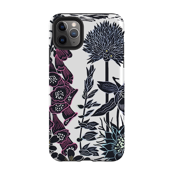 iPhone phone case-Foxgloves By Kate Heiss-Product Details Raised bevel to protect screen from scratches. Impact resistant polycarbonate shell and shock absorbing inner TPU liner. Secure fit with design wrapping around side of the case and full access to ports. Compatible with Qi-standard wireless charging. Thickness 1/8 inch (3mm), weight 30g. Compatibility See drop down menu for options, please select the right case as we print to order.-Stringberry