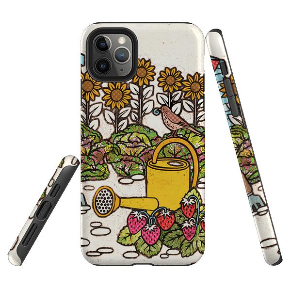 iPhone phone case-Garden 1 By Amelia Bowman-Product Details Raised bevel to protect screen from scratches. Impact resistant polycarbonate shell and shock absorbing inner TPU liner. Secure fit with design wrapping around side of the case and full access to ports. Compatible with Qi-standard wireless charging. Thickness 1/8 inch (3mm), weight 30g. Compatibility See drop down menu for options, please select the right case as we print to order.-Stringberry