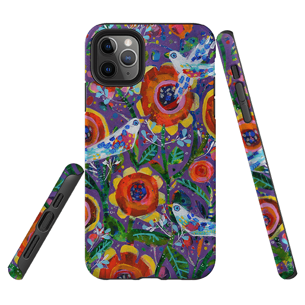 iPhone phone case-Garden Party By Claire West-Product Details Raised bevel to protect screen from scratches. Impact resistant polycarbonate shell and shock absorbing inner TPU liner. Secure fit with design wrapping around side of the case and full access to ports. Compatible with Qi-standard wireless charging. Thickness 1/8 inch (3mm), weight 30g. Compatibility See drop down menu for options, please select the right case as we print to order.-Stringberry