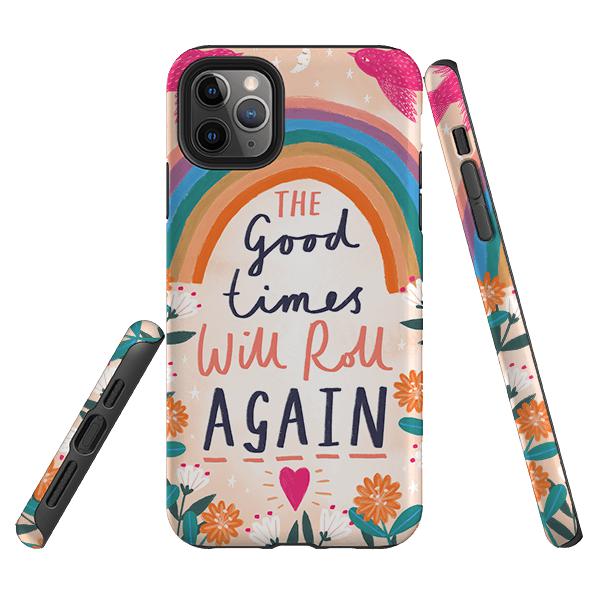 iPhone phone case-Good Times By Lee Foster Wilson-Product Details Raised bevel to protect screen from scratches. Impact resistant polycarbonate shell and shock absorbing inner TPU liner. Secure fit with design wrapping around side of the case and full access to ports. Compatible with Qi-standard wireless charging. Thickness 1/8 inch (3mm), weight 30g. Compatibility See drop down menu for options, please select the right case as we print to order.-Stringberry