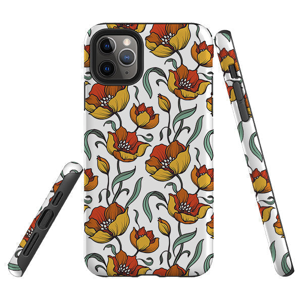 iPhone phone case-Happy Floral-Product Details Raised bevel to protect screen from scratches. Impact resistant polycarbonate shell and shock absorbing inner TPU liner. Secure fit with design wrapping around side of the case and full access to ports. Compatible with Qi-standard wireless charging. Thickness 1/8 inch (3mm), weight 30g. Compatibility See drop down menu for options, please select the right case as we print to order.-Stringberry