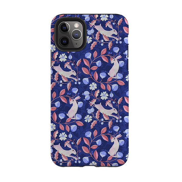 iPhone phone case-Hare Pattern By Bex Parkin-Product Details Raised bevel to protect screen from scratches. Impact resistant polycarbonate shell and shock absorbing inner TPU liner. Secure fit with design wrapping around side of the case and full access to ports. Compatible with Qi-standard wireless charging. Thickness 1/8 inch (3mm), weight 30g. Compatibility See drop down menu for options, please select the right case as we print to order.-Stringberry