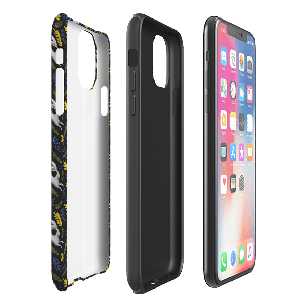 iPhone phone case-Hares By Catherine Rowe-Product Details Raised bevel to protect screen from scratches. Impact resistant polycarbonate shell and shock absorbing inner TPU liner. Secure fit with design wrapping around side of the case and full access to ports. Compatible with Qi-standard wireless charging. Thickness 1/8 inch (3mm), weight 30g. Compatibility See drop down menu for options, please select the right case as we print to order.-Stringberry