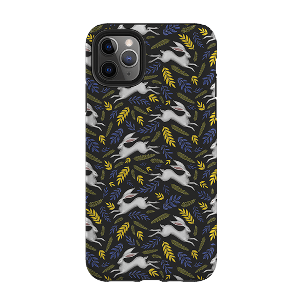 iPhone phone case-Hares By Catherine Rowe-Product Details Raised bevel to protect screen from scratches. Impact resistant polycarbonate shell and shock absorbing inner TPU liner. Secure fit with design wrapping around side of the case and full access to ports. Compatible with Qi-standard wireless charging. Thickness 1/8 inch (3mm), weight 30g. Compatibility See drop down menu for options, please select the right case as we print to order.-Stringberry