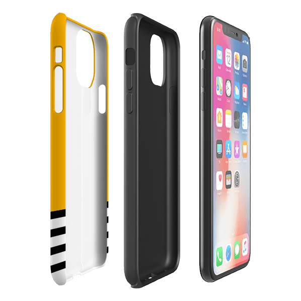 iPhone phone case-Honey And Stripes-Product Details Raised bevel to protect screen from scratches. Impact resistant polycarbonate shell and shock absorbing inner TPU liner. Secure fit with design wrapping around side of the case and full access to ports. Compatible with Qi-standard wireless charging. Thickness 1/8 inch (3mm), weight 30g. Compatibility See drop down menu for options, please select the right case as we print to order.-Stringberry
