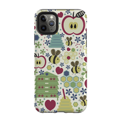 iPhone phone case-Honey Bees By Suzy Taylor-Product Details Raised bevel to protect screen from scratches. Impact resistant polycarbonate shell and shock absorbing inner TPU liner. Secure fit with design wrapping around side of the case and full access to ports. Compatible with Qi-standard wireless charging. Thickness 1/8 inch (3mm), weight 30g. Compatibility See drop down menu for options, please select the right case as we print to order.-Stringberry