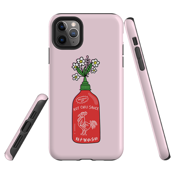 iPhone phone case-Hot Sauce-Product Details Raised bevel to protect screen from scratches. Impact resistant polycarbonate shell and shock absorbing inner TPU liner. Secure fit with design wrapping around side of the case and full access to ports. Compatible with Qi-standard wireless charging. Thickness 1/8 inch (3mm), weight 30g. Compatibility See drop down menu for options, please select the right case as we print to order.-Stringberry