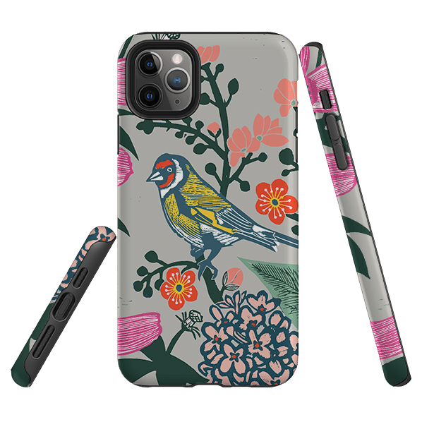 iPhone phone case-In The Garden By Kate Heiss-Product Details Raised bevel to protect screen from scratches. Impact resistant polycarbonate shell and shock absorbing inner TPU liner. Secure fit with design wrapping around side of the case and full access to ports. Compatible with Qi-standard wireless charging. Thickness 1/8 inch (3mm), weight 30g. Compatibility See drop down menu for options, please select the right case as we print to order.-Stringberry