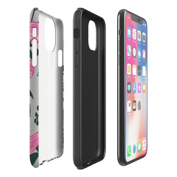 iPhone phone case-In The Garden By Kate Heiss-Product Details Raised bevel to protect screen from scratches. Impact resistant polycarbonate shell and shock absorbing inner TPU liner. Secure fit with design wrapping around side of the case and full access to ports. Compatible with Qi-standard wireless charging. Thickness 1/8 inch (3mm), weight 30g. Compatibility See drop down menu for options, please select the right case as we print to order.-Stringberry