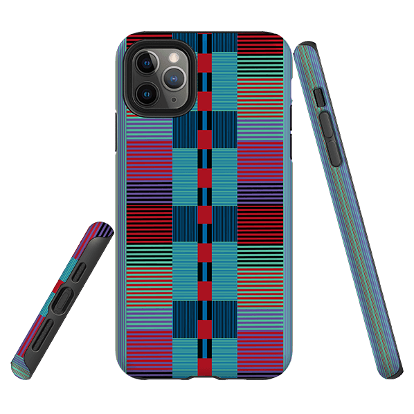 iPhone phone case-Indian Stripe By Cressida Bell-Product Details Raised bevel to protect screen from scratches. Impact resistant polycarbonate shell and shock absorbing inner TPU liner. Secure fit with design wrapping around side of the case and full access to ports. Compatible with Qi-standard wireless charging. Thickness 1/8 inch (3mm), weight 30g. Compatibility See drop down menu for options, please select the right case as we print to order.-Stringberry