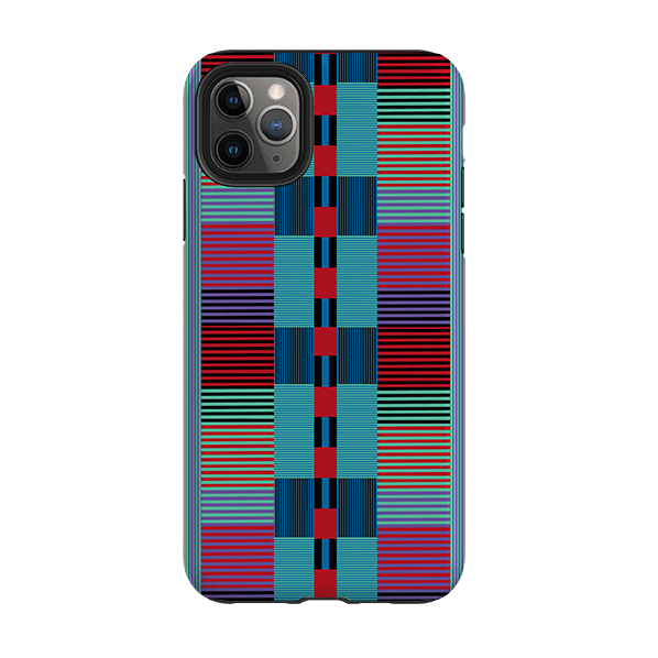 iPhone phone case-Indian Stripe By Cressida Bell-Product Details Raised bevel to protect screen from scratches. Impact resistant polycarbonate shell and shock absorbing inner TPU liner. Secure fit with design wrapping around side of the case and full access to ports. Compatible with Qi-standard wireless charging. Thickness 1/8 inch (3mm), weight 30g. Compatibility See drop down menu for options, please select the right case as we print to order.-Stringberry