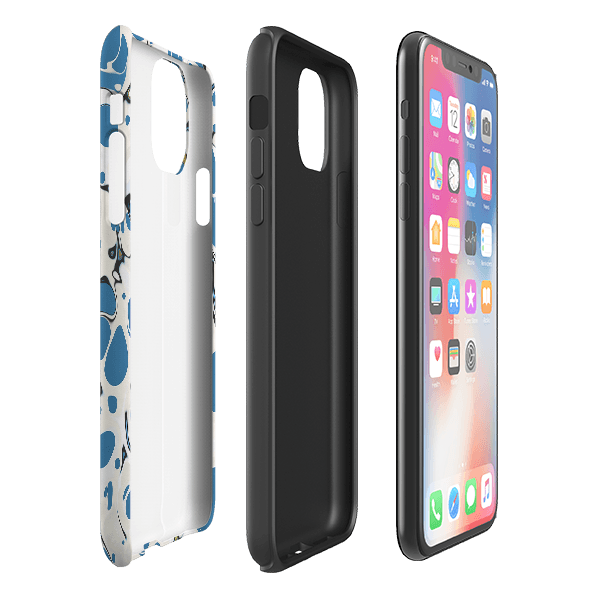 iPhone phone case-Island Blue-Product Details Raised bevel to protect screen from scratches. Impact resistant polycarbonate shell and shock absorbing inner TPU liner. Secure fit with design wrapping around side of the case and full access to ports. Compatible with Qi-standard wireless charging. Thickness 1/8 inch (3mm), weight 30g. Compatibility See drop down menu for options, please select the right case as we print to order.-Stringberry