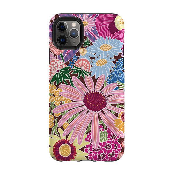 iPhone phone case-Jigsaw Floral 1 By Kate Heiss-Product Details Raised bevel to protect screen from scratches. Impact resistant polycarbonate shell and shock absorbing inner TPU liner. Secure fit with design wrapping around side of the case and full access to ports. Compatible with Qi-standard wireless charging. Thickness 1/8 inch (3mm), weight 30g. Compatibility See drop down menu for options, please select the right case as we print to order.-Stringberry