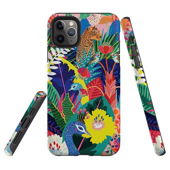 iPhone phone case-Jungle By Mia Underwood-Product Details Raised bevel to protect screen from scratches. Impact resistant polycarbonate shell and shock absorbing inner TPU liner. Secure fit with design wrapping around side of the case and full access to ports. Compatible with Qi-standard wireless charging. Thickness 1/8 inch (3mm), weight 30g. Compatibility See drop down menu for options, please select the right case as we print to order.-Stringberry