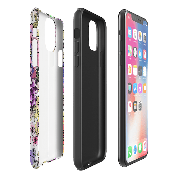 iPhone phone case-Katsura-Product Details Raised bevel to protect screen from scratches. Impact resistant polycarbonate shell and shock absorbing inner TPU liner. Secure fit with design wrapping around side of the case and full access to ports. Compatible with Qi-standard wireless charging. Thickness 1/8 inch (3mm), weight 30g. Compatibility See drop down menu for options, please select the right case as we print to order.-Stringberry