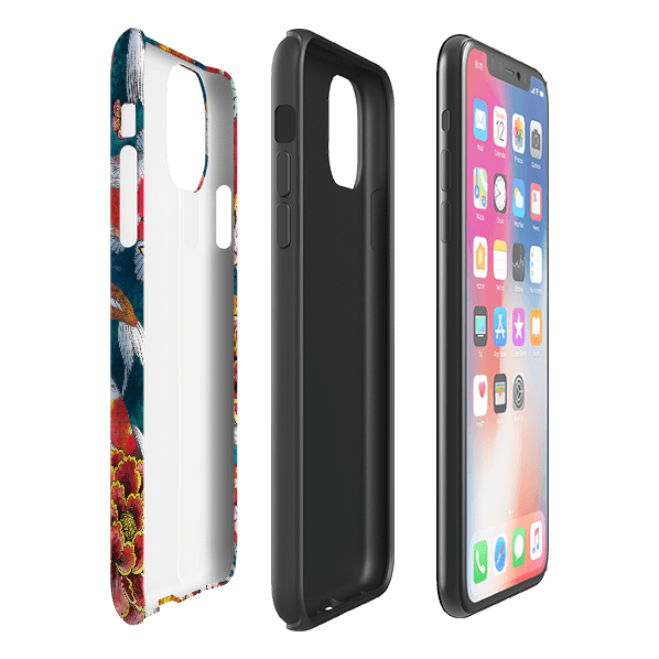 iPhone phone case-Koraku-Product Details Raised bevel to protect screen from scratches. Impact resistant polycarbonate shell and shock absorbing inner TPU liner. Secure fit with design wrapping around side of the case and full access to ports. Compatible with Qi-standard wireless charging. Thickness 1/8 inch (3mm), weight 30g. Compatibility See drop down menu for options, please select the right case as we print to order.-Stringberry