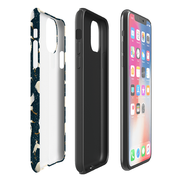 iPhone phone case-Kotuku By Katherine Quinn-Product Details Raised bevel to protect screen from scratches. Impact resistant polycarbonate shell and shock absorbing inner TPU liner. Secure fit with design wrapping around side of the case and full access to ports. Compatible with Qi-standard wireless charging. Thickness 1/8 inch (3mm), weight 30g. Compatibility See drop down menu for options, please select the right case as we print to order.-Stringberry