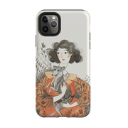 iPhone phone case-Lady With Whippet By Meghann Rader-Product Details Raised bevel to protect screen from scratches. Impact resistant polycarbonate shell and shock absorbing inner TPU liner. Secure fit with design wrapping around side of the case and full access to ports. Compatible with Qi-standard wireless charging. Thickness 1/8 inch (3mm), weight 30g. Compatibility See drop down menu for options, please select the right case as we print to order.-Stringberry