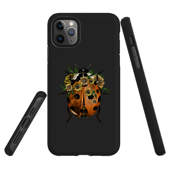 iPhone phone case-Ladybug Dark-Product Details Raised bevel to protect screen from scratches. Impact resistant polycarbonate shell and shock absorbing inner TPU liner. Secure fit with design wrapping around side of the case and full access to ports. Compatible with Qi-standard wireless charging. Thickness 1/8 inch (3mm), weight 30g. Compatibility See drop down menu for options, please select the right case as we print to order.-Stringberry