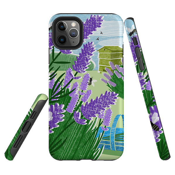 iPhone phone case-Lavender Garden By Liane Payne-Product Details Raised bevel to protect screen from scratches. Impact resistant polycarbonate shell and shock absorbing inner TPU liner. Secure fit with design wrapping around side of the case and full access to ports. Compatible with Qi-standard wireless charging. Thickness 1/8 inch (3mm), weight 30g. Compatibility See drop down menu for options, please select the right case as we print to order.-Stringberry