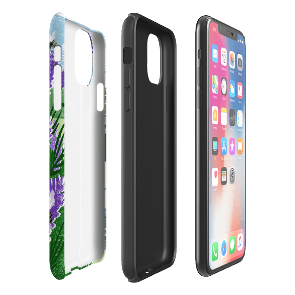 iPhone phone case-Lavender Garden By Liane Payne-Product Details Raised bevel to protect screen from scratches. Impact resistant polycarbonate shell and shock absorbing inner TPU liner. Secure fit with design wrapping around side of the case and full access to ports. Compatible with Qi-standard wireless charging. Thickness 1/8 inch (3mm), weight 30g. Compatibility See drop down menu for options, please select the right case as we print to order.-Stringberry