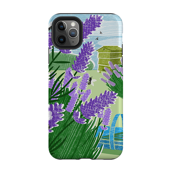iPhone phone case-Lavender Garden By Liane Payne-Product Details Raised bevel to protect screen from scratches. Impact resistant polycarbonate shell and shock absorbing inner TPU liner. Secure fit with design wrapping around side of the case and full access to ports. Compatible with Qi-standard wireless charging. Thickness 1/8 inch (3mm), weight 30g. Compatibility See drop down menu for options, please select the right case as we print to order.-Stringberry