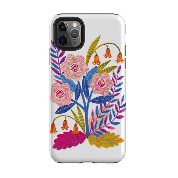 iPhone phone case-Leaves Cluster By Lee Foster Wilson-Product Details Raised bevel to protect screen from scratches. Impact resistant polycarbonate shell and shock absorbing inner TPU liner. Secure fit with design wrapping around side of the case and full access to ports. Compatible with Qi-standard wireless charging. Thickness 1/8 inch (3mm), weight 30g. Compatibility See drop down menu for options, please select the right case as we print to order.-Stringberry