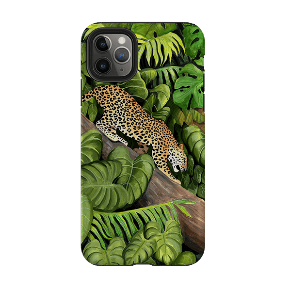 iPhone phone case-Leopard Poised By Bex Parkin-Product Details Raised bevel to protect screen from scratches. Impact resistant polycarbonate shell and shock absorbing inner TPU liner. Secure fit with design wrapping around side of the case and full access to ports. Compatible with Qi-standard wireless charging. Thickness 1/8 inch (3mm), weight 30g. Compatibility See drop down menu for options, please select the right case as we print to order.-Stringberry