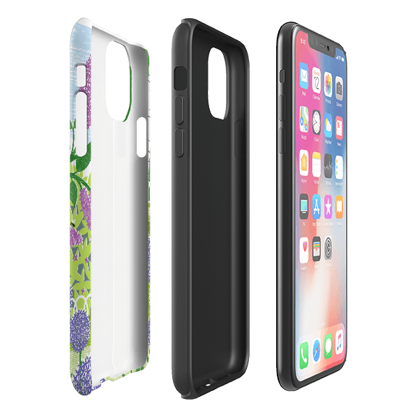 iPhone phone case-Lilac And Aliums By Liane Payne-Product Details Raised bevel to protect screen from scratches. Impact resistant polycarbonate shell and shock absorbing inner TPU liner. Secure fit with design wrapping around side of the case and full access to ports. Compatible with Qi-standard wireless charging. Thickness 1/8 inch (3mm), weight 30g. Compatibility See drop down menu for options, please select the right case as we print to order.-Stringberry