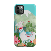 iPhone phone case-Llama By Bex Parkin-Product Details Raised bevel to protect screen from scratches. Impact resistant polycarbonate shell and shock absorbing inner TPU liner. Secure fit with design wrapping around side of the case and full access to ports. Compatible with Qi-standard wireless charging. Thickness 1/8 inch (3mm), weight 30g. Compatibility See drop down menu for options, please select the right case as we print to order.-Stringberry
