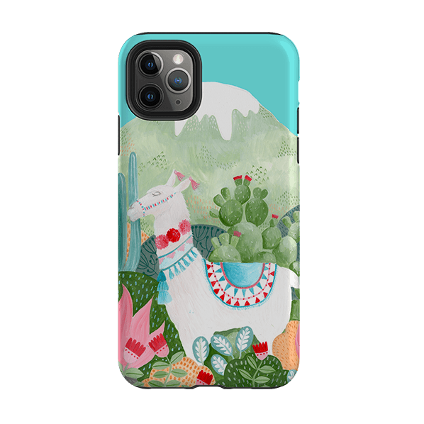 iPhone phone case-Llama By Bex Parkin-Product Details Raised bevel to protect screen from scratches. Impact resistant polycarbonate shell and shock absorbing inner TPU liner. Secure fit with design wrapping around side of the case and full access to ports. Compatible with Qi-standard wireless charging. Thickness 1/8 inch (3mm), weight 30g. Compatibility See drop down menu for options, please select the right case as we print to order.-Stringberry