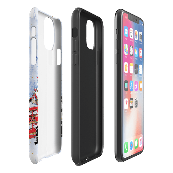 iPhone phone case-London Icons-Product Details Raised bevel to protect screen from scratches. Impact resistant polycarbonate shell and shock absorbing inner TPU liner. Secure fit with design wrapping around side of the case and full access to ports. Compatible with Qi-standard wireless charging. Thickness 1/8 inch (3mm), weight 30g. Compatibility See drop down menu for options, please select the right case as we print to order.-Stringberry